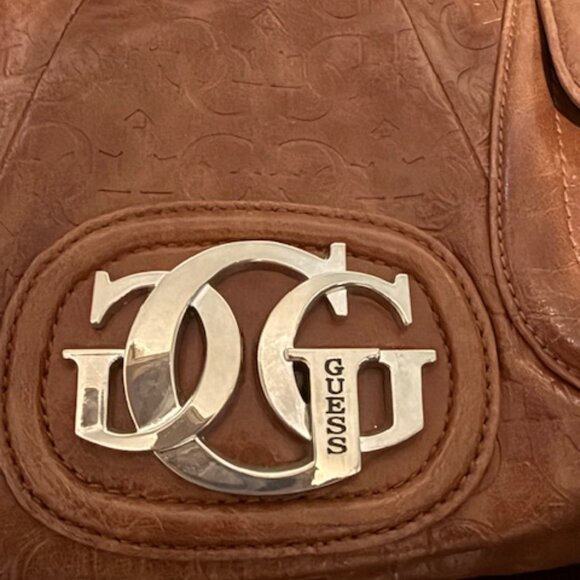 Vtg Guess Shoulder Bag Brown/Tan Y2K Purse Hobo 2000’s - Picture 2 of 5